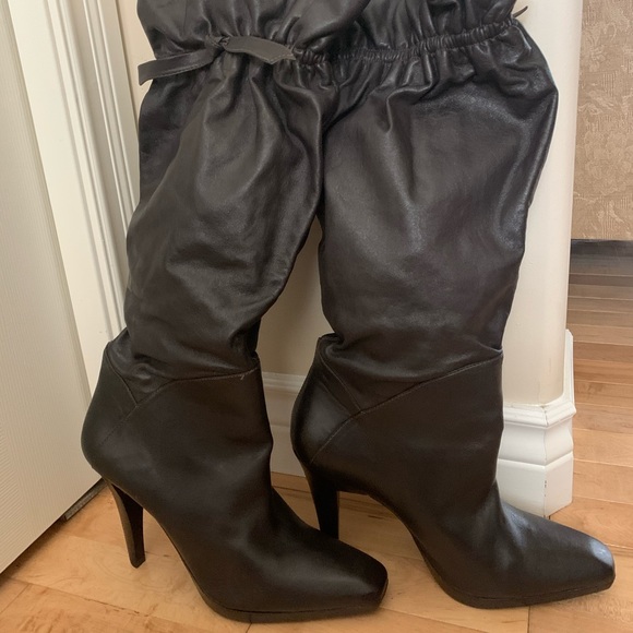 Halston Knee Length Boots, Dark Chocolate, Size 10 - Picture 6 of 6